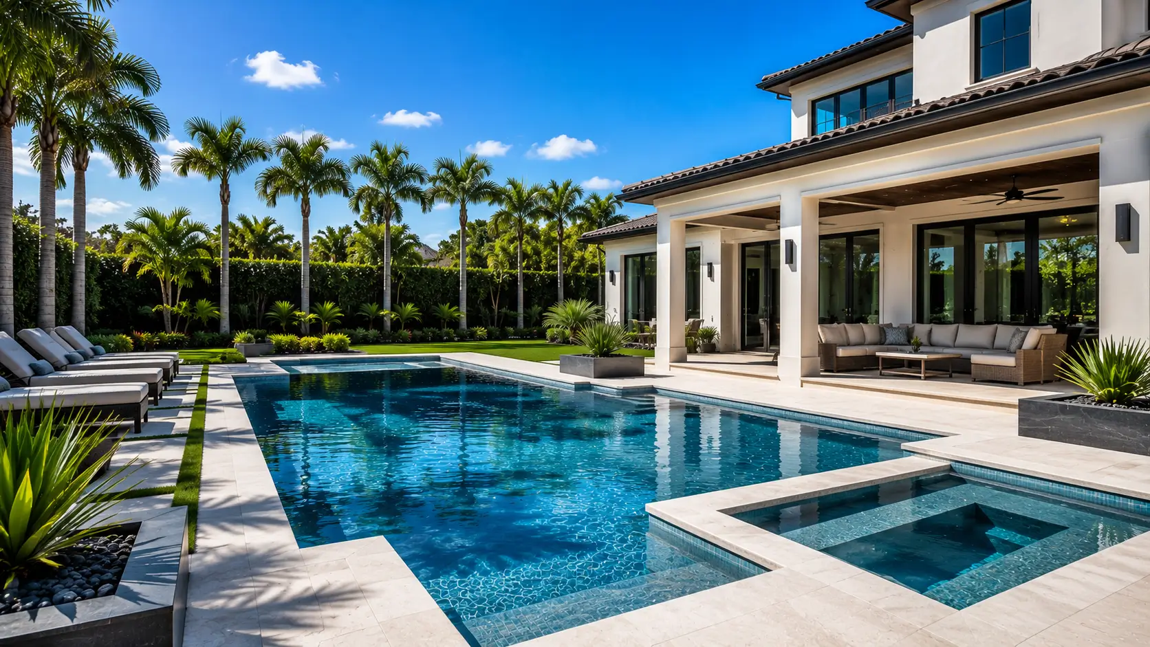 Completed modern pool