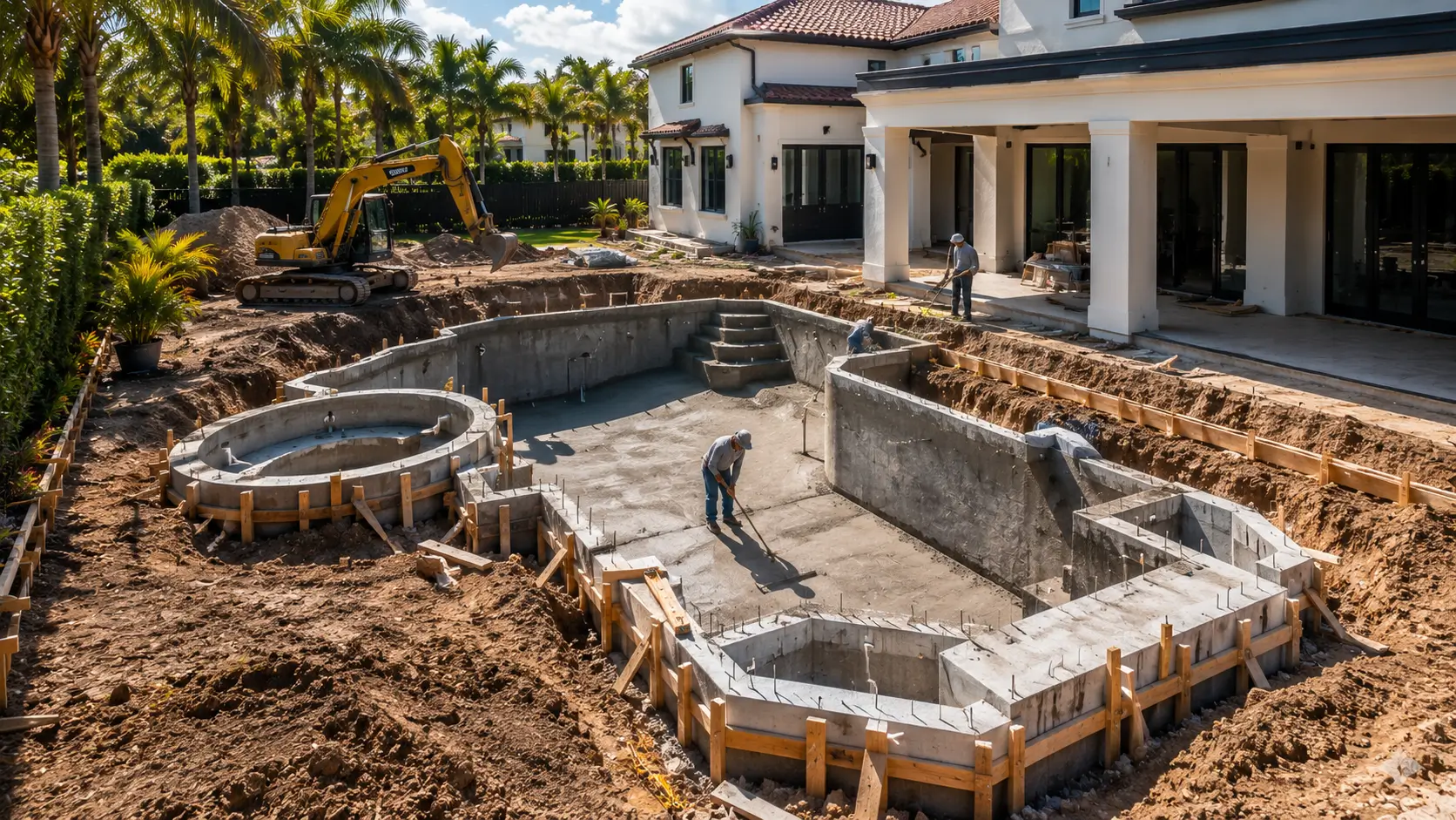 Pool construction in progress