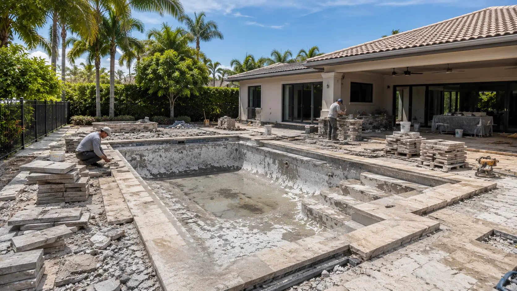 Pool remodel before and during the work